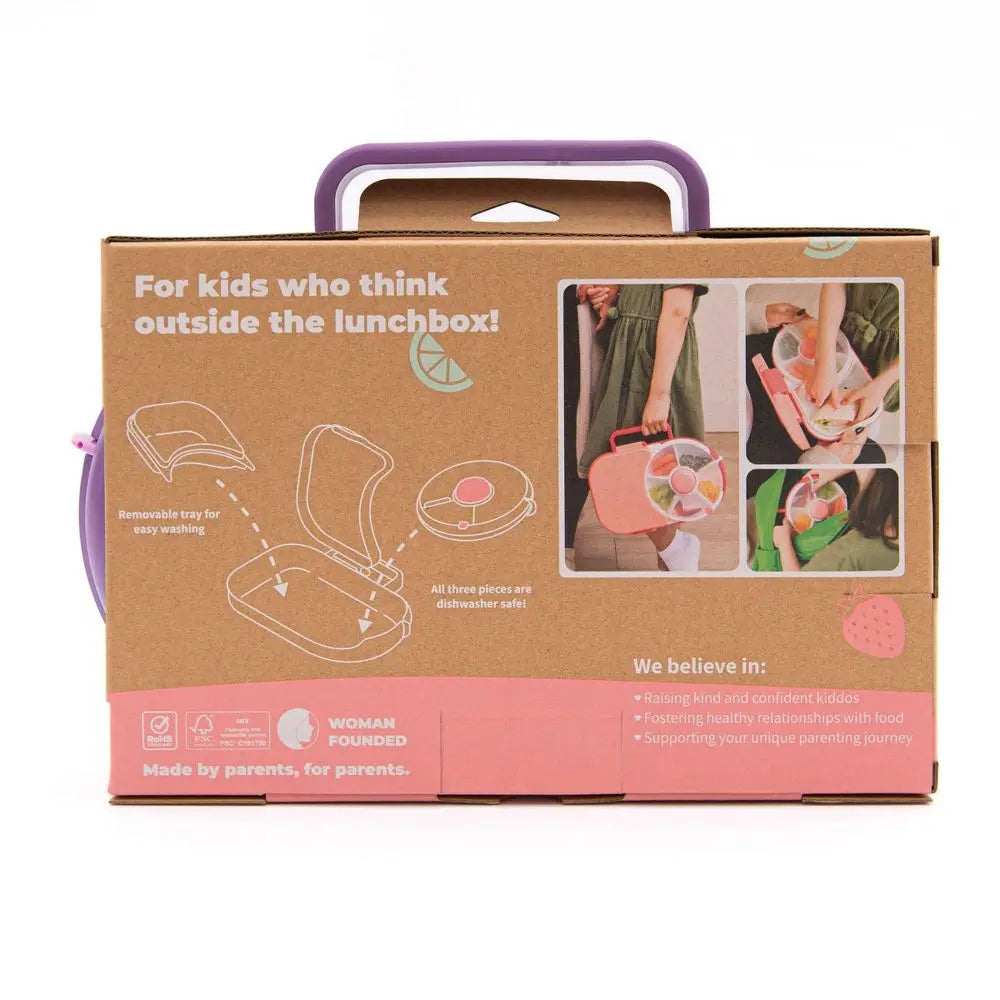 Gobe Kids' 2-In-1 Pink Bento Lunchbox with Snack Spinner - Fun, Airtight, and BPA-Free for Healthy Meals on the Go!
