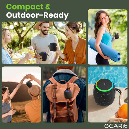 Gearit Portable Water-Resistant 15W Bluetooth Speaker with Crystal-Clear Sound & Bass IPX6 Rated Lanyard Included True Wireless Stereo Pairing up to 10 Hours Playtime