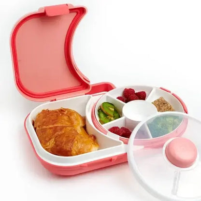 Gobe Kids' 2-In-1 Pink Bento Lunchbox with Snack Spinner - Fun, Airtight, and BPA-Free for Healthy Meals on the Go!