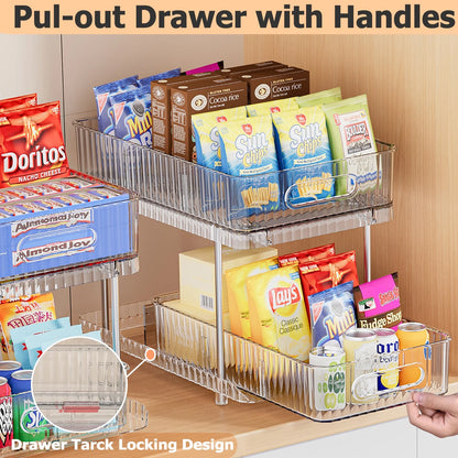 Maximize Your Space with Our 2-Pack Clear Pull-Out Bathroom Organizers - Perfect Under-Sink & Kitchen Storage Solution