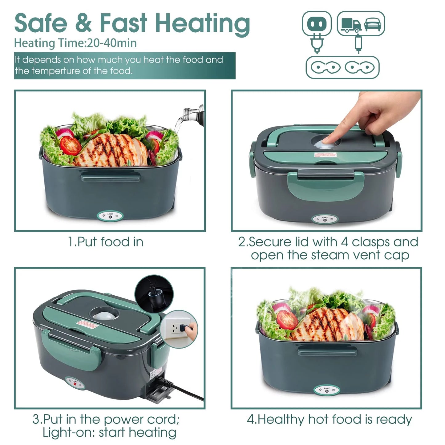 Revolutionary 3-In-1 Electric Lunch Box: Your Portable Food Warmer for Car & Home!