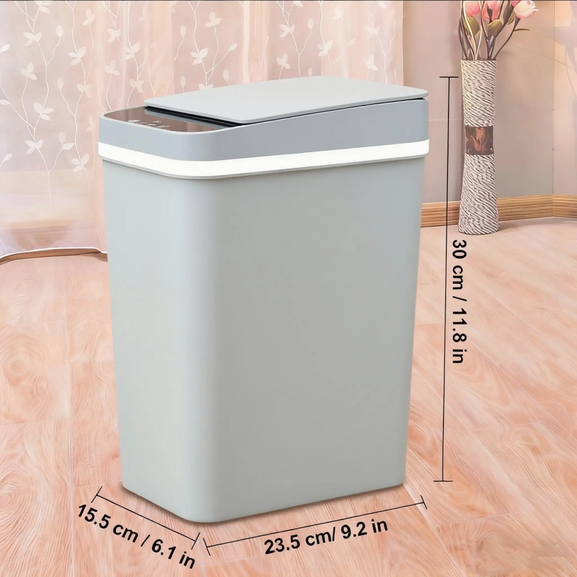 12L ABS Automatic Trash Bin, Touchless Motion Sensor Smart Garbage Can (23.5Cm*15.5Cm*30Cm) for Kitchen, Bedroom, Home Household Use
