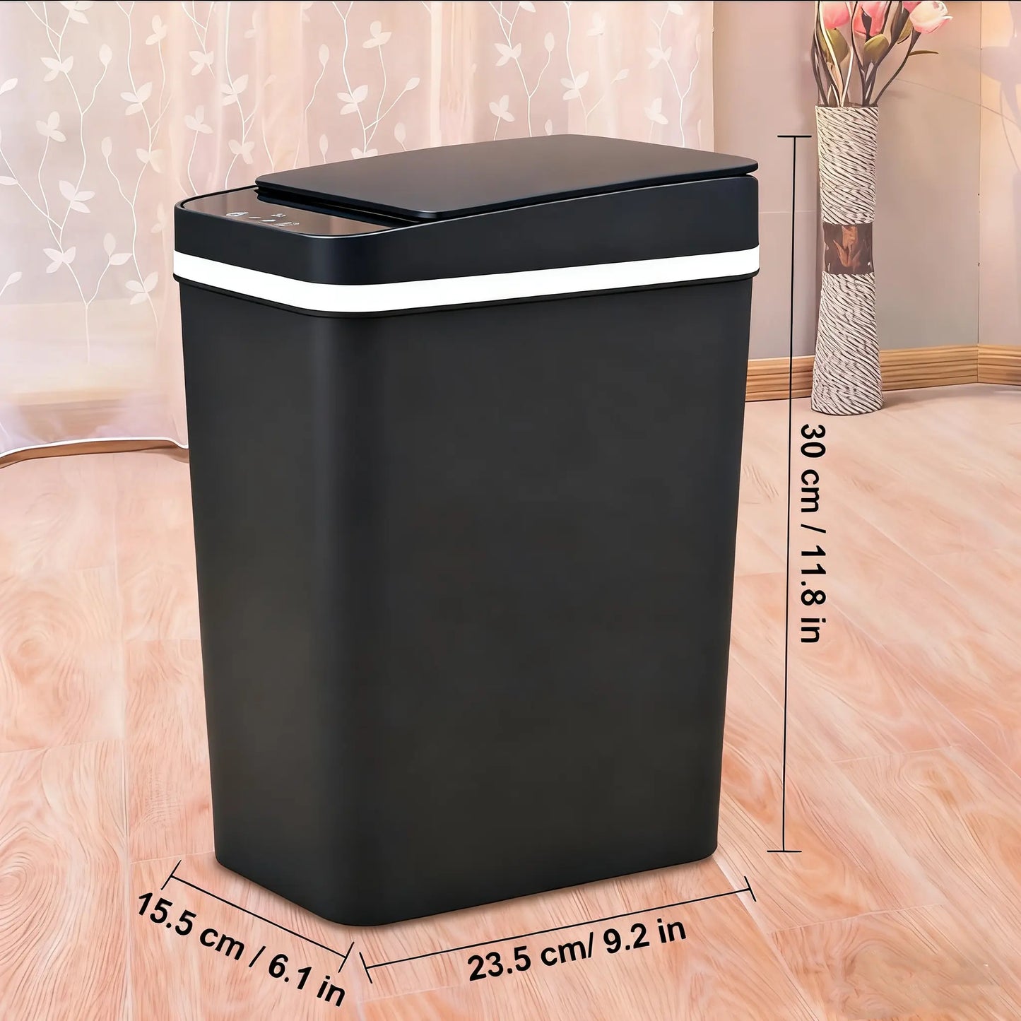 12L ABS Automatic Trash Bin, Touchless Motion Sensor Smart Garbage Can (23.5Cm*15.5Cm*30Cm) for Kitchen, Bedroom, Home Household Use