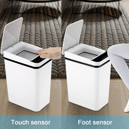 12L ABS Automatic Trash Bin, Touchless Motion Sensor Smart Garbage Can (23.5Cm*15.5Cm*30Cm) for Kitchen, Bedroom, Home Household Use