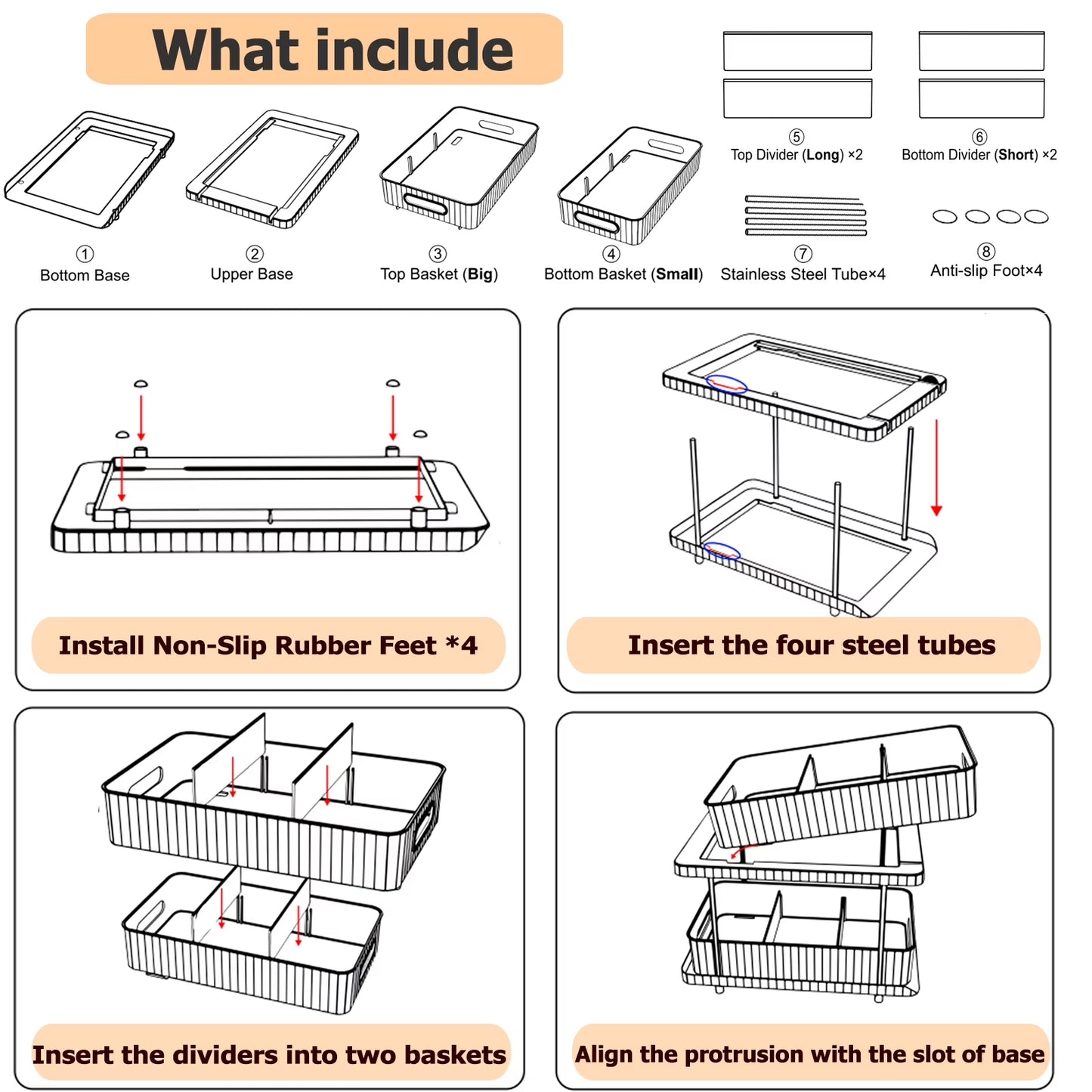Maximize Your Space with Our 2-Pack Clear Pull-Out Bathroom Organizers - Perfect Under-Sink & Kitchen Storage Solution