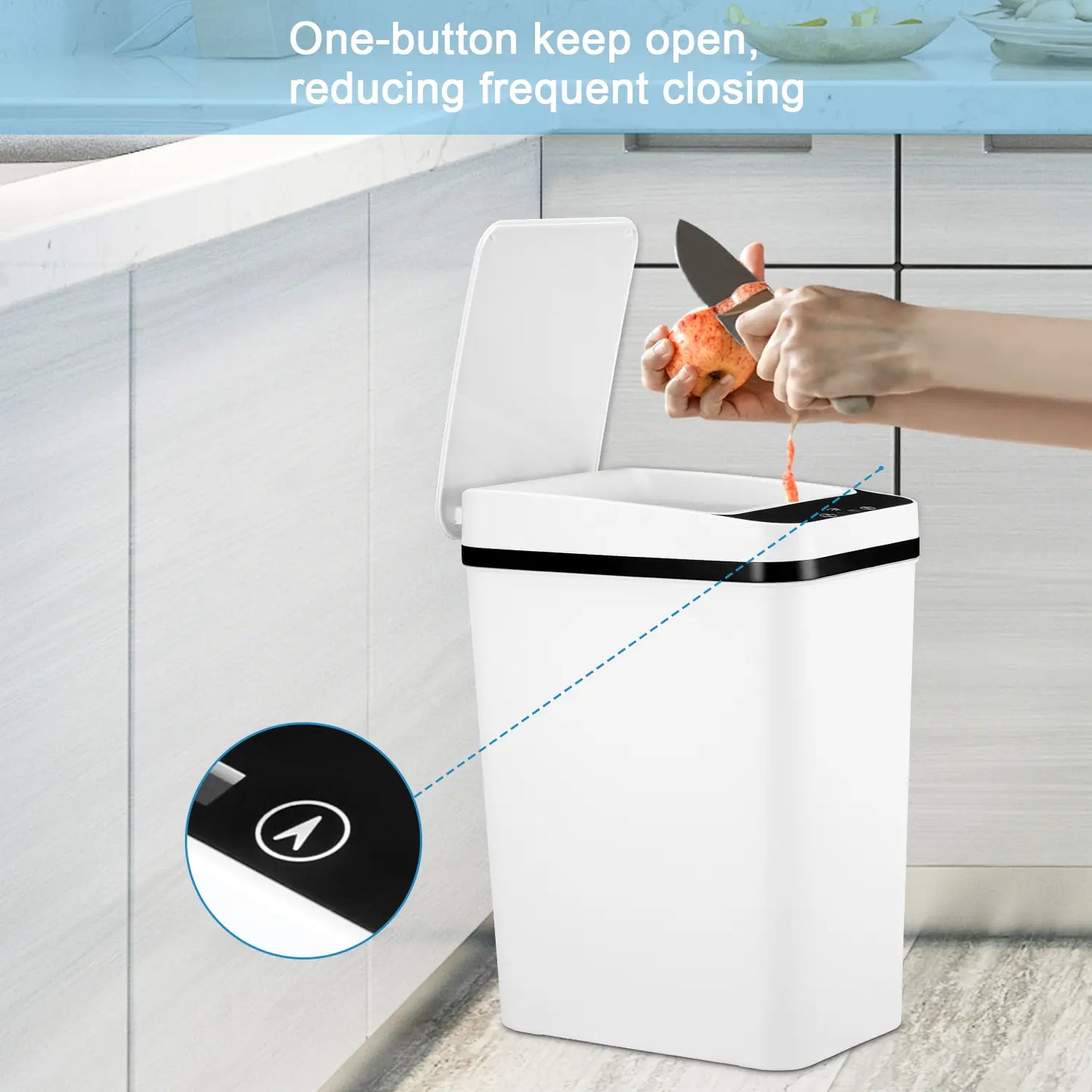 12L ABS Automatic Trash Bin, Touchless Motion Sensor Smart Garbage Can (23.5Cm*15.5Cm*30Cm) for Kitchen, Bedroom, Home Household Use
