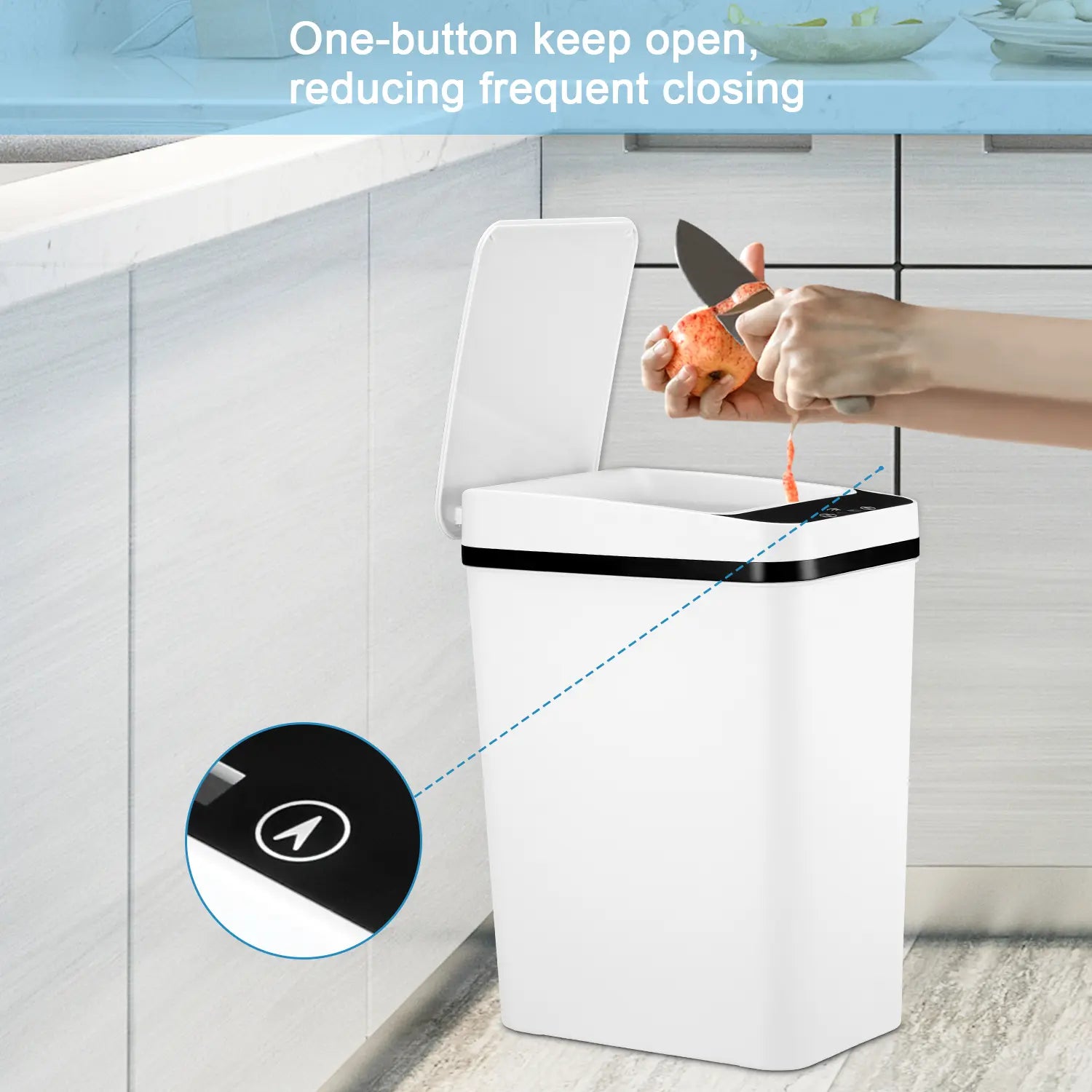 12L ABS Automatic Trash Bin, Touchless Motion Sensor Smart Garbage Can (23.5Cm*15.5Cm*30Cm) for Kitchen, Bedroom, Home Household Use
